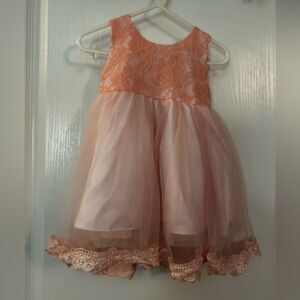 Iefiel 3 month 65‎ infant tulle lace layered dress pink bow NWT christening